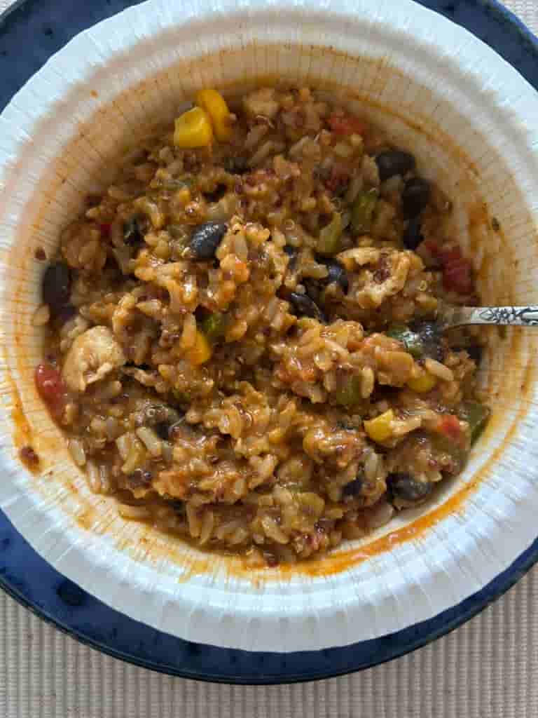 Cooked chicken burrito bowl. Healthy Frozen Meals Trader Joe's. 
