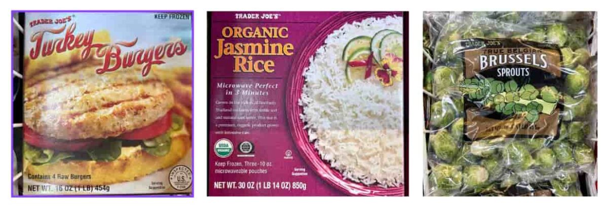 Turkey Burgers, organic jasmine rice, Brussels Sprouts.