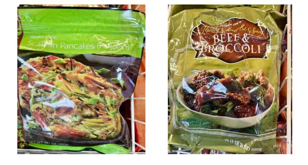 Trader Joe's Best Frozen Meals. Scallion pancakes, beef and broccoli.
